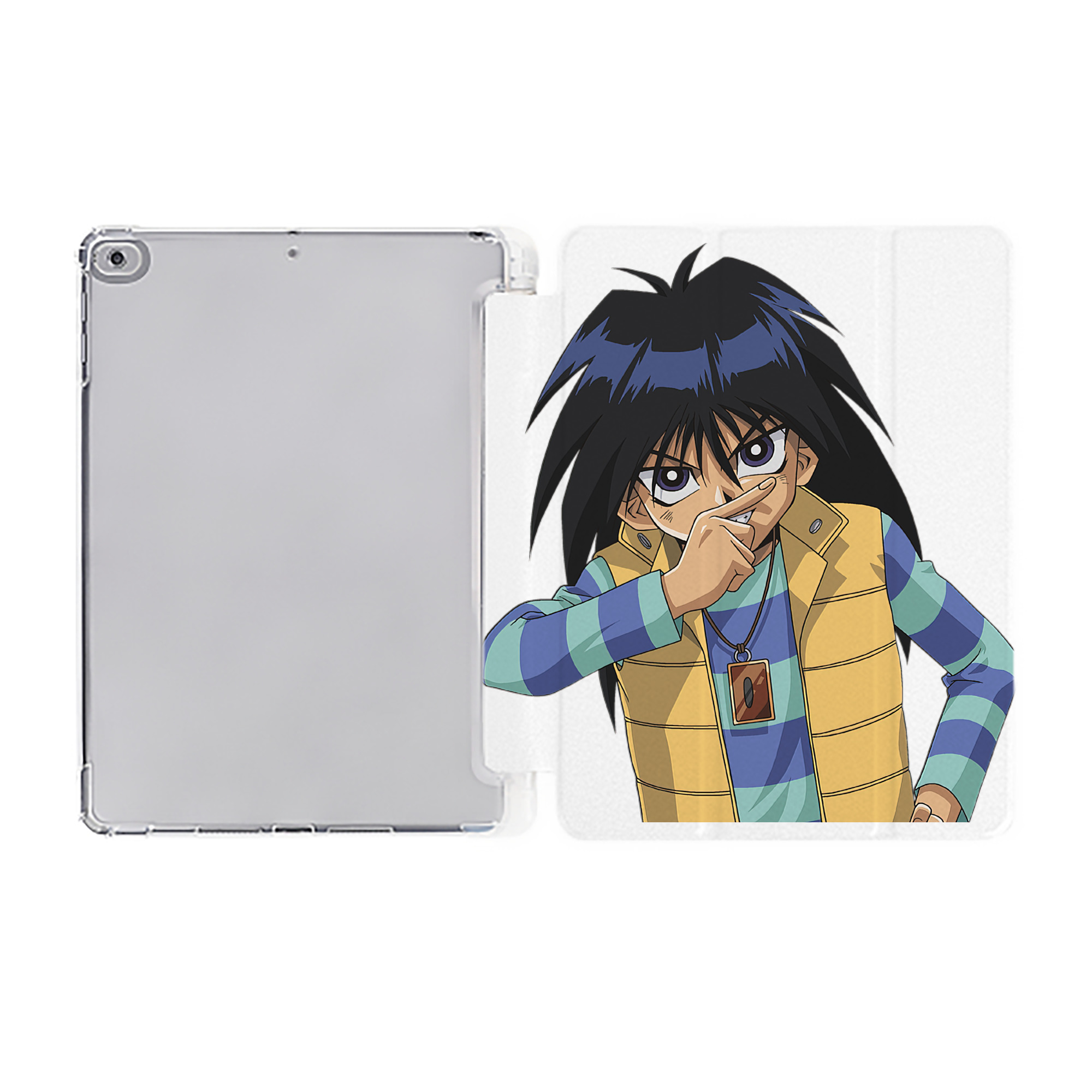 （画像用） 遊☆戯☆王 Yu-Gi-Oh! IPad ケース ペン収納付き 三つ折りスタンド PUレザー×シリコン 対応機種9.5/10.5/10.9インチ